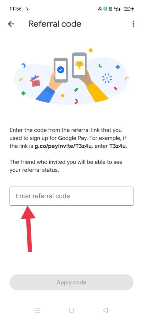 where to enter referral code in google pay